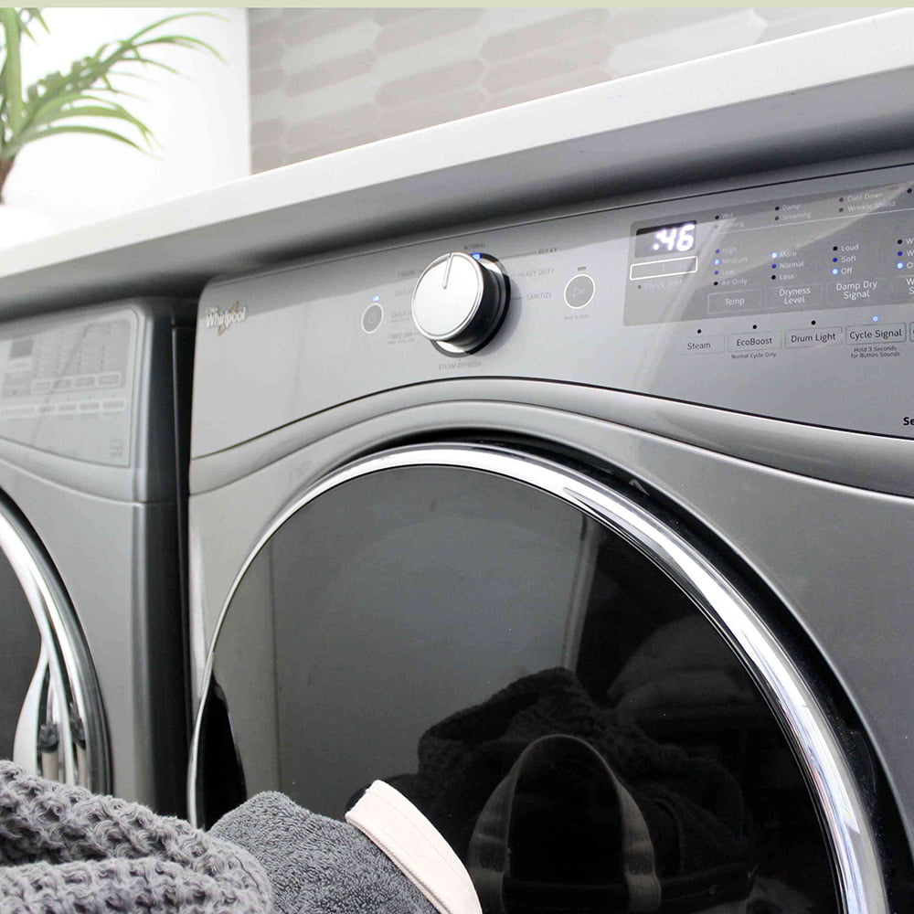 Side-by-side washer and dryer combo for seamless laundry convenience.