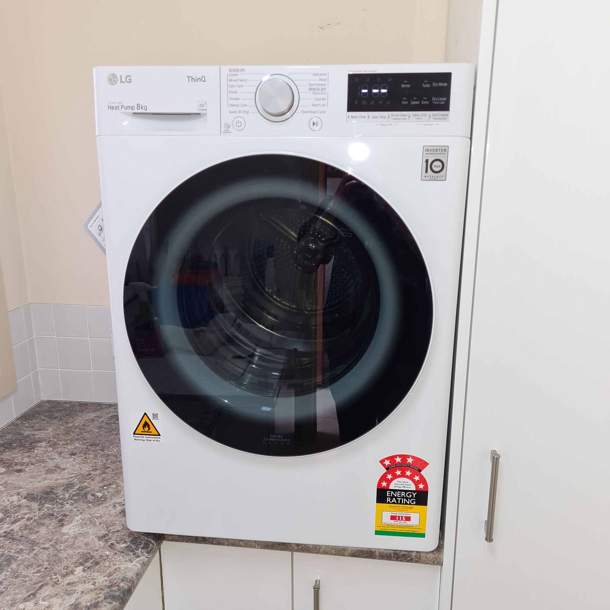 LG Dryer on cabinet repaired albion park bulli oak flats warilla appliance repairs